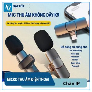 Bộ 2 Micro Thu Âm Không K9, Lọc Tiếng Ồn, Thu Âm, Livestream chân Lighting