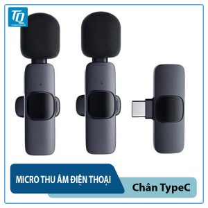Bộ 2 Micro Thu Âm Không Dây Cài Áo K9, Lọc Tiếng Ồn, Thu Âm, Livestream chân Type-C